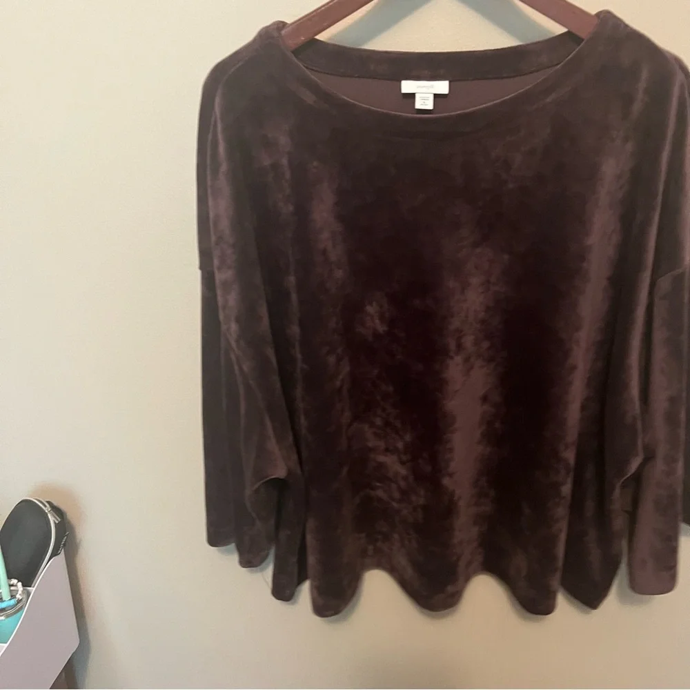 J Jill pure Jill Velvety velour Top Rich Purple soft dropped shoulder size XL - Picture 4 of 7